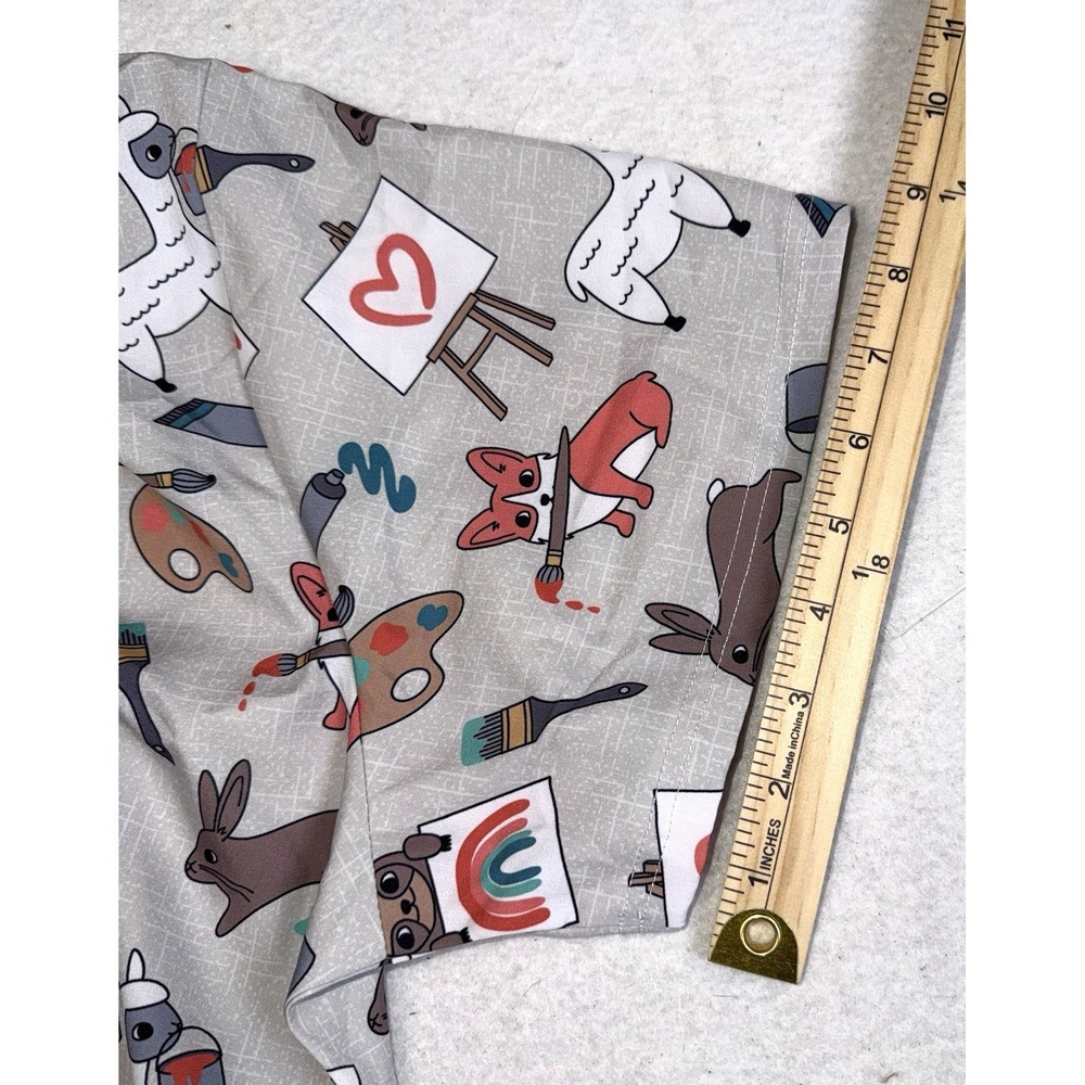 GT Performance Scrub Top Women 2X Gray Artist Animals Paint V Neck Nurse - Picture 7 of 9